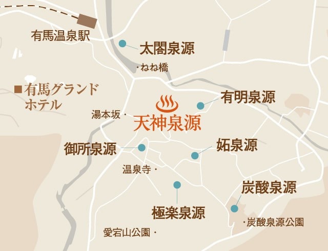 有馬温泉 泉源巡りMAP